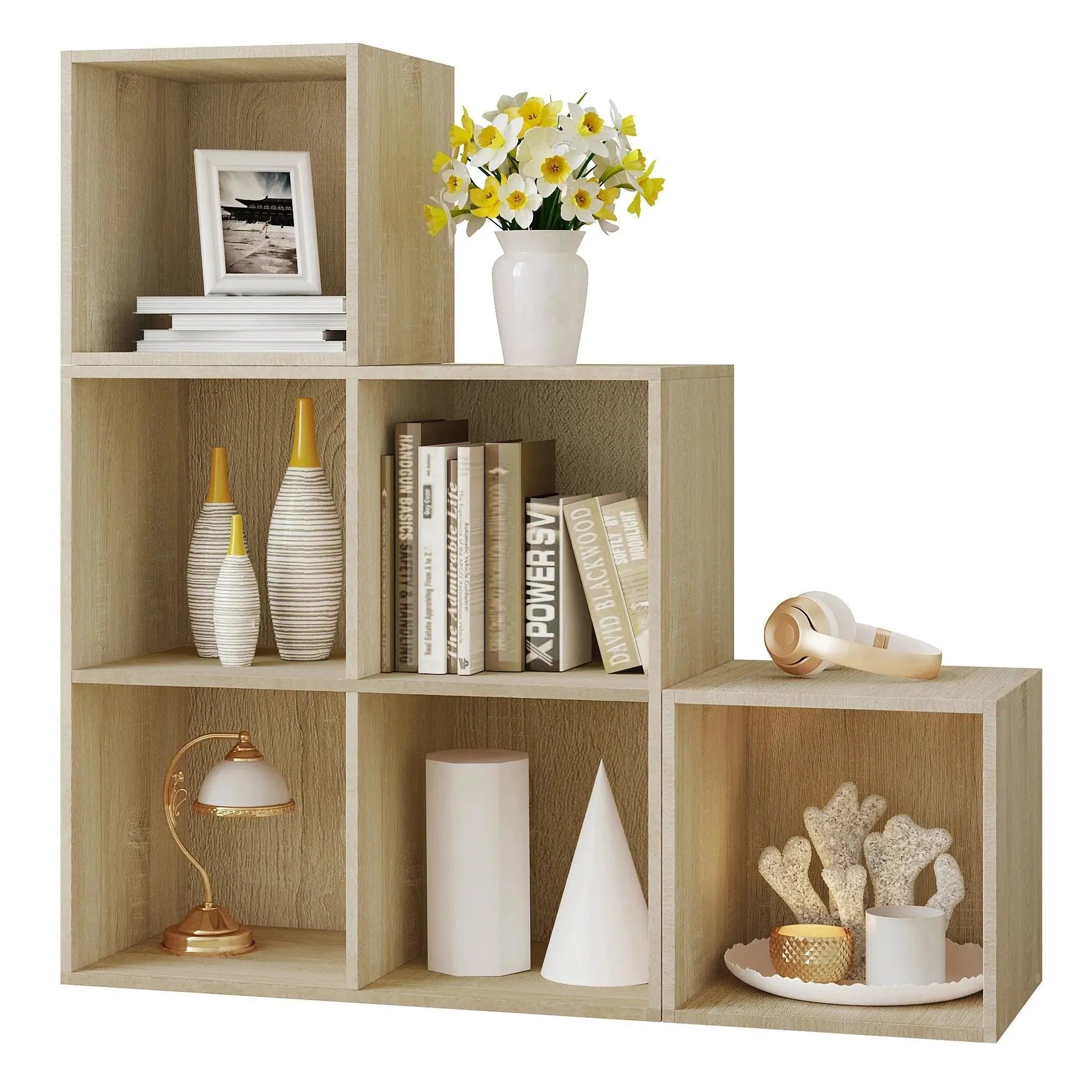 Feronza® Witte Boekenkast met 6 Vakken | Staande Display Kubusplank voor Woonkamer, Slaapkamer & Hal - Feronza